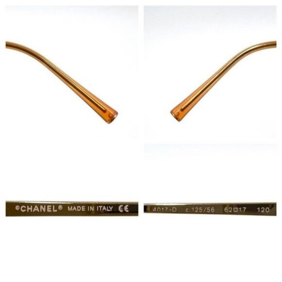 💛 RARE Chanel Vintage Sunglasses Rhinestone CC Logo Rimless Gradient Gold Tint - Picture 13 of 14